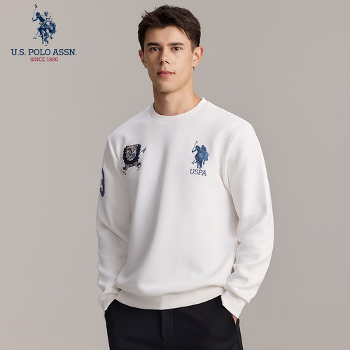 U.S. POLO ASSN.男士美式休闲复古圆领卫衣刺绣长袖上衣春秋款