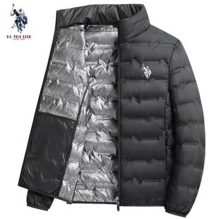 USPA短款羽绒服男款冬季2023新款休闲轻薄保暖白鸭绒羽绒服外套男