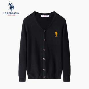 新品 V领针宽松织衫 USPA男毛衣纯棉春秋季 时尚 内搭 男开衫 针织开衫