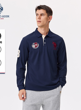 USPA男士Polo衫翻领T恤商务休闲保罗打底衫秋新款易打理男装上衣