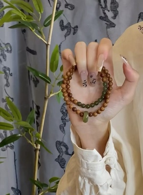 天然精品高抛库克和田玉手串跑环手持念珠盘玩新中式两圈手链男女