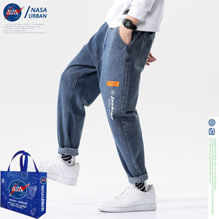 NASA URBAN联名款2022牛仔裤男宽松直筒男士ins风潮牌高街长裤子