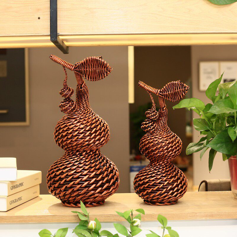 葫芦摆件藤编福禄柳编手工编织特色工艺品家居饰品创意礼品小葫芦 - 柳艺坊出品