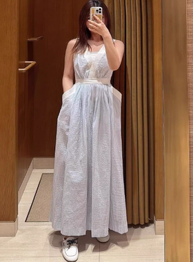 maSande2025春夏新款时尚女装V领条纹吊带收腰连衣裙SFPRO04165