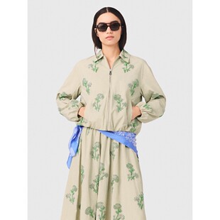 maSande法国M家26春女装法式时尚串珠花朵浅绿色翻领短款夹克外套