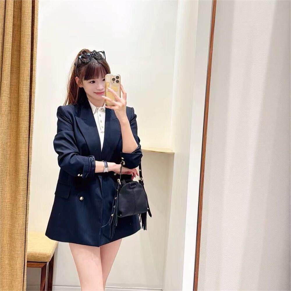 maSande2025早秋新款女装法式时尚翻领双排扣短款西装外套MFPVE00