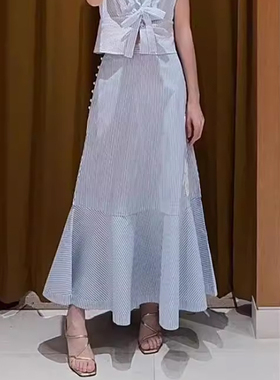 maSande2025春夏新款女装波嬉风穿搭钻饰荷叶边半身裙SFPJU01383