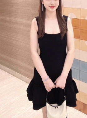 maSande2025秋冬新款女装法式荷叶边短款修身U领背心连衣裙SFPRO0