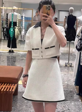 maSande2025早秋新款女装撞色时尚休闲短款高腰连衣裙MFPRO04323