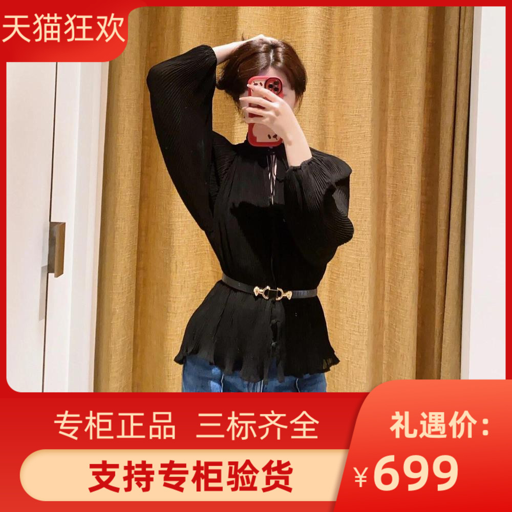 2024秋冬新款女装黑色褶皱