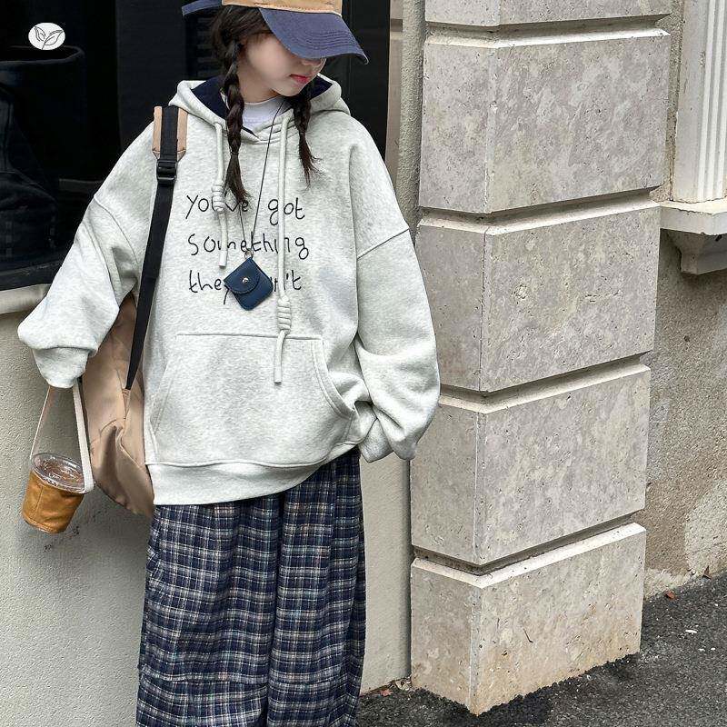 厚童女2025年秋冬新款时尚英文字母绣花卫衣格子裤套装女童加保暖