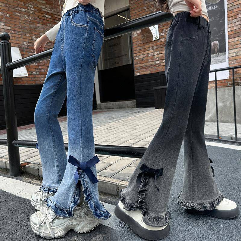 女童微喇叭裤春秋款儿童秋牛外穿洋气修身季长裤子女大童秋款仔裤