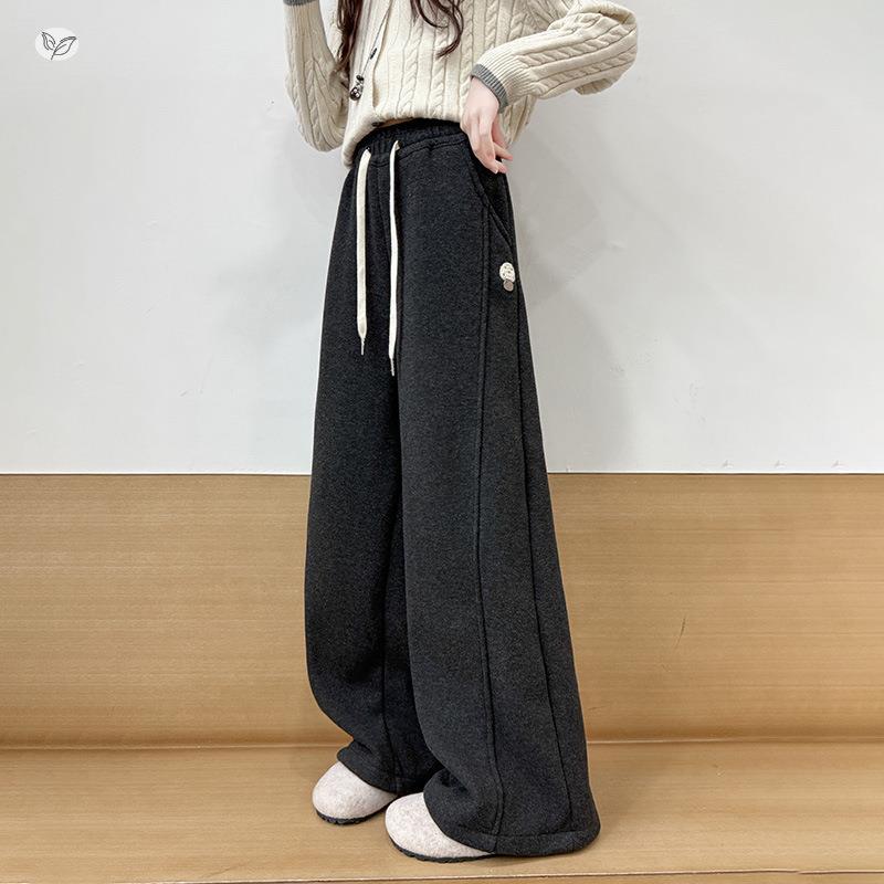 女童225年冬季新款菇刺绣三色糯米裤0女大蘑童户外加绒加厚阔腿裤