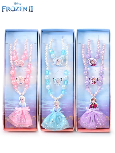 Дисней, детское ожерелье и браслет, кольцо, милый детский костюм принцессы для принцессы, подарок на день рождения