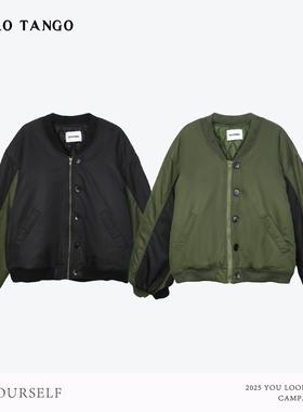 HELLOTANGO《机能秀场》秋冬复古拼接解构时尚飞行棉服外套851003