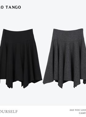 HELLOTANGO《冬日风向》秋冬复古平腰不规则显瘦羊毛半身裙251101