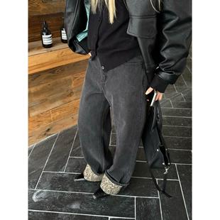 豹纹拼接翻边休闲牛仔裤 HELLOTANGO 复古个性 美式 F203 豹力美学