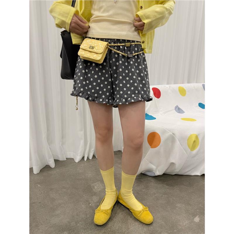 HELLOTANGO《波点奇遇》夏季少女风减龄波点花边宽松短裤56688