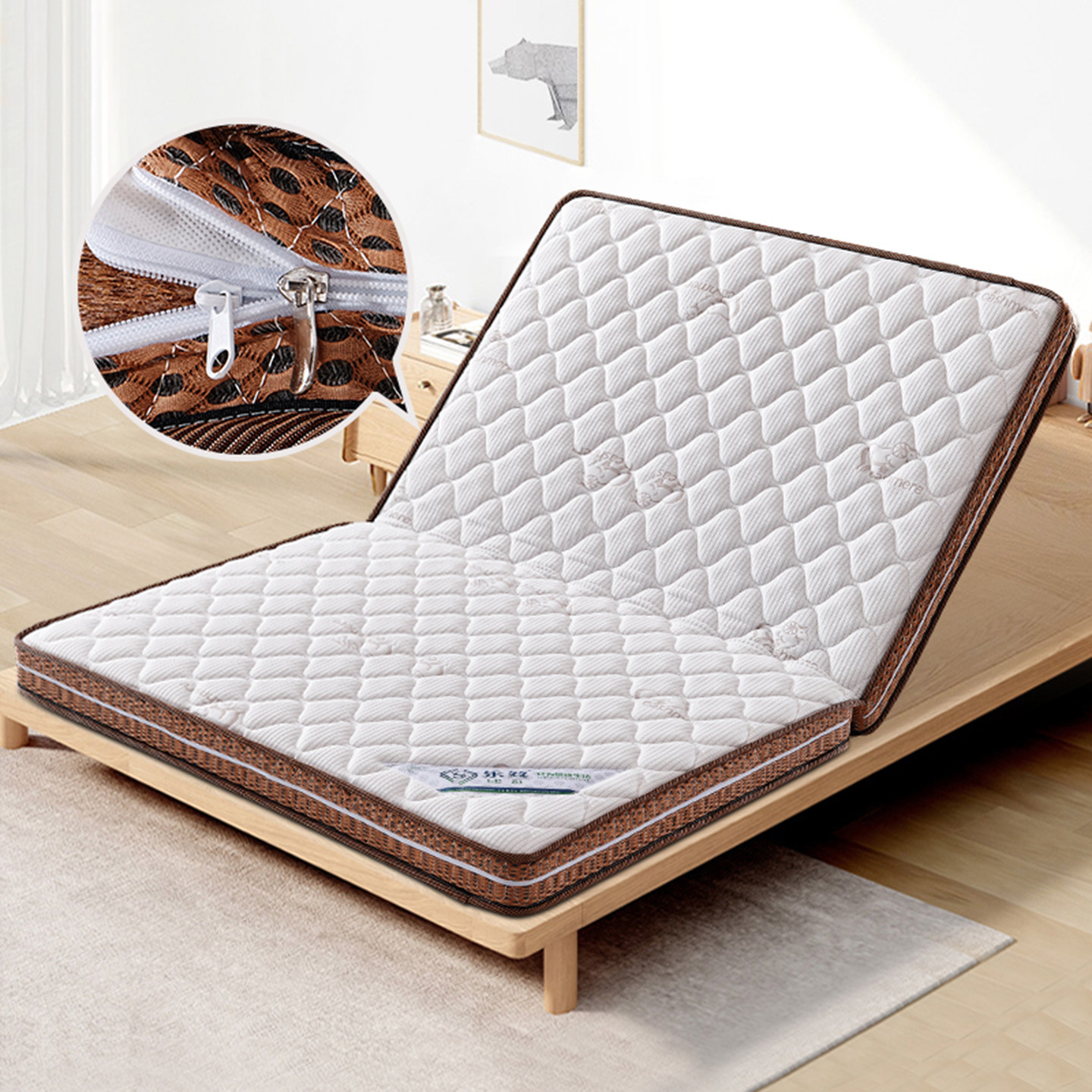 乐丝可对折拆洗榻榻米儿童偏硬折叠椰棕床垫沙发宝宝防水垫子定做,住宅家具,椰棕床垫,淘宝优惠券,粉丝福利购,淘宝优惠卷