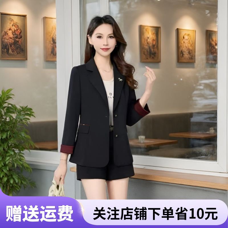 2026中年女装修身显瘦黑色西装外套女气质时尚短款西服上衣