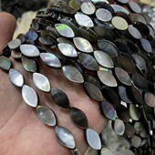 6×15mm天然黑蝶贝壳马眼直孔串条片耳饰发簪手工diy饰品配饰材料