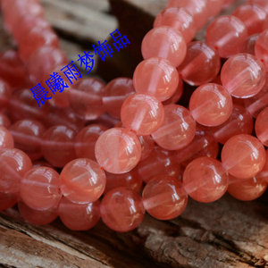 西瓜红圆珠半成品 4-14mm 西瓜晶水晶熔炼石圆珠半成品散珠串珠