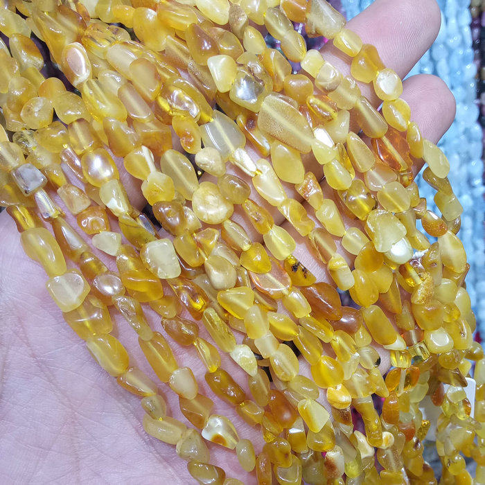无优化 天然原矿 黄蜜蜡碎石5-8mm DIY串珠手作饰品配件材料