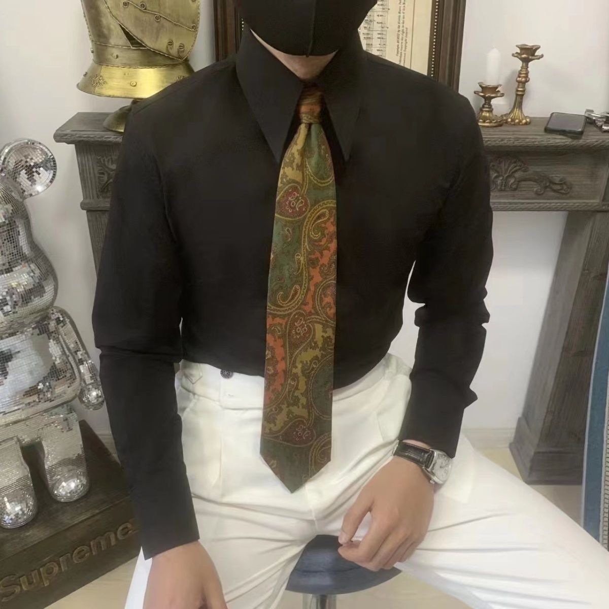 秋冬新品正品特价意式长尖大领高棉男士修身长袖衬衫主持夜店潮男
