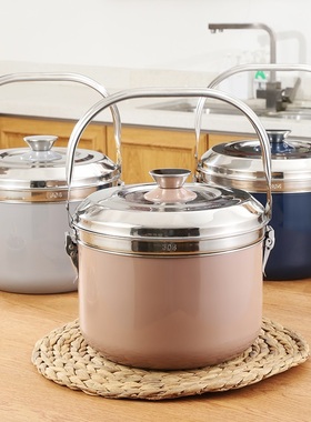 免火再煮锅304不锈钢家用加厚焖烧熄停火免煮锅蒸锅节能保温锅8L7