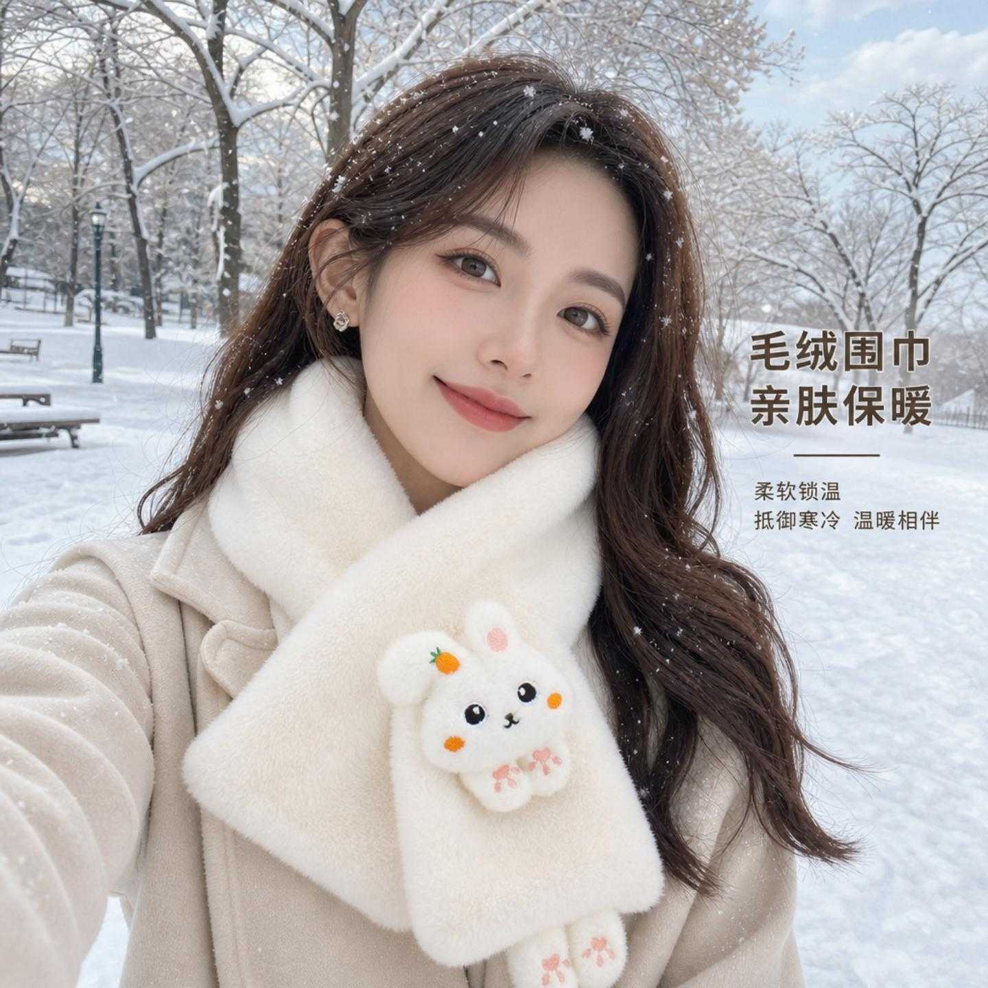 毛绒围巾女秋冬季高级感保暖成人