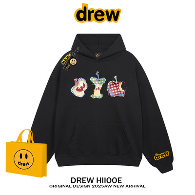 drew美式潮牌小众设计苹果重磅纯棉连帽卫衣男女宽松情侣帽衫外套