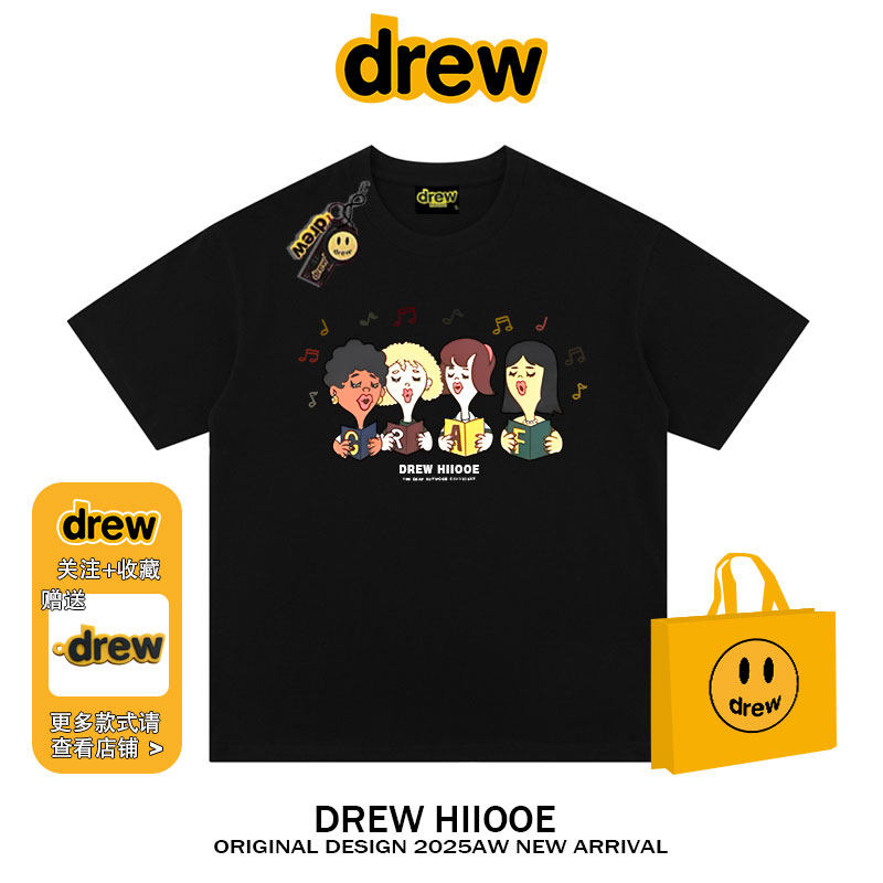 drew美式潮牌合唱团重磅印花短袖T恤男女夏季街头宽松纯棉情侣款