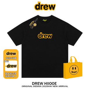 t恤男女高街休闲宽松情侣纯棉上衣ins drew美式 潮牌经典 款 字母短袖