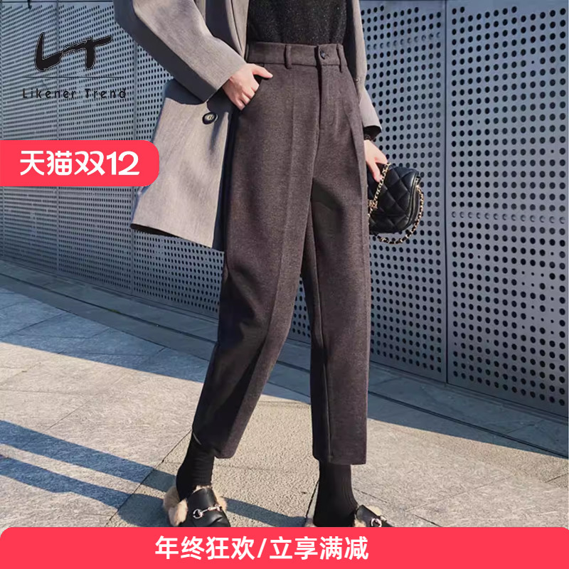 lt毛呢小西裤宽松显高