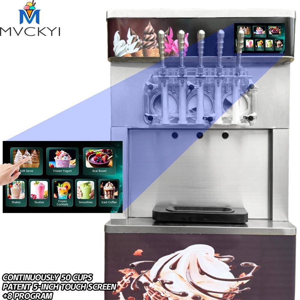 户外摆摊全自动五色软冰淇淋机雪糕机商用流动立式冰激凌圣代甜筒