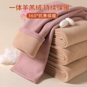 冬季 羊羔绒保暖裤 保暖裤 加大码 女一体绒德加厚加绒中高腰打底毛裤
