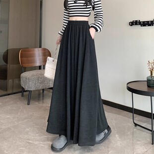 秋冬垂感A字半身裙裤 赫本风有口袋糯米裙裤 高腰显瘦慵懒 热卖