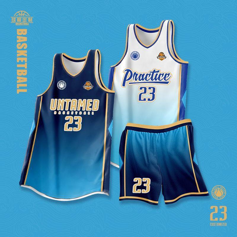 新款美式篮球服定制套装男村BA比赛队服运动训练背心紫色渐变球衣