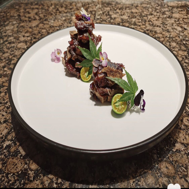 中餐大董冷菜意境菜融合菜圆盘会所牛排盘家用平盘个性沙拉西餐盘