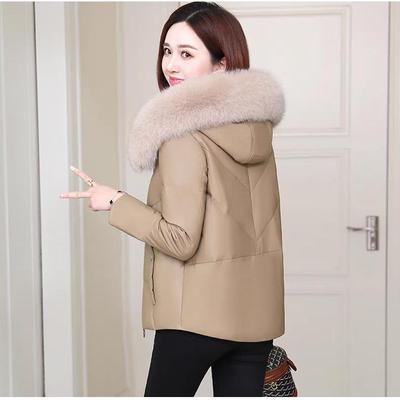 冬新款狐狸毛领加厚皮衣