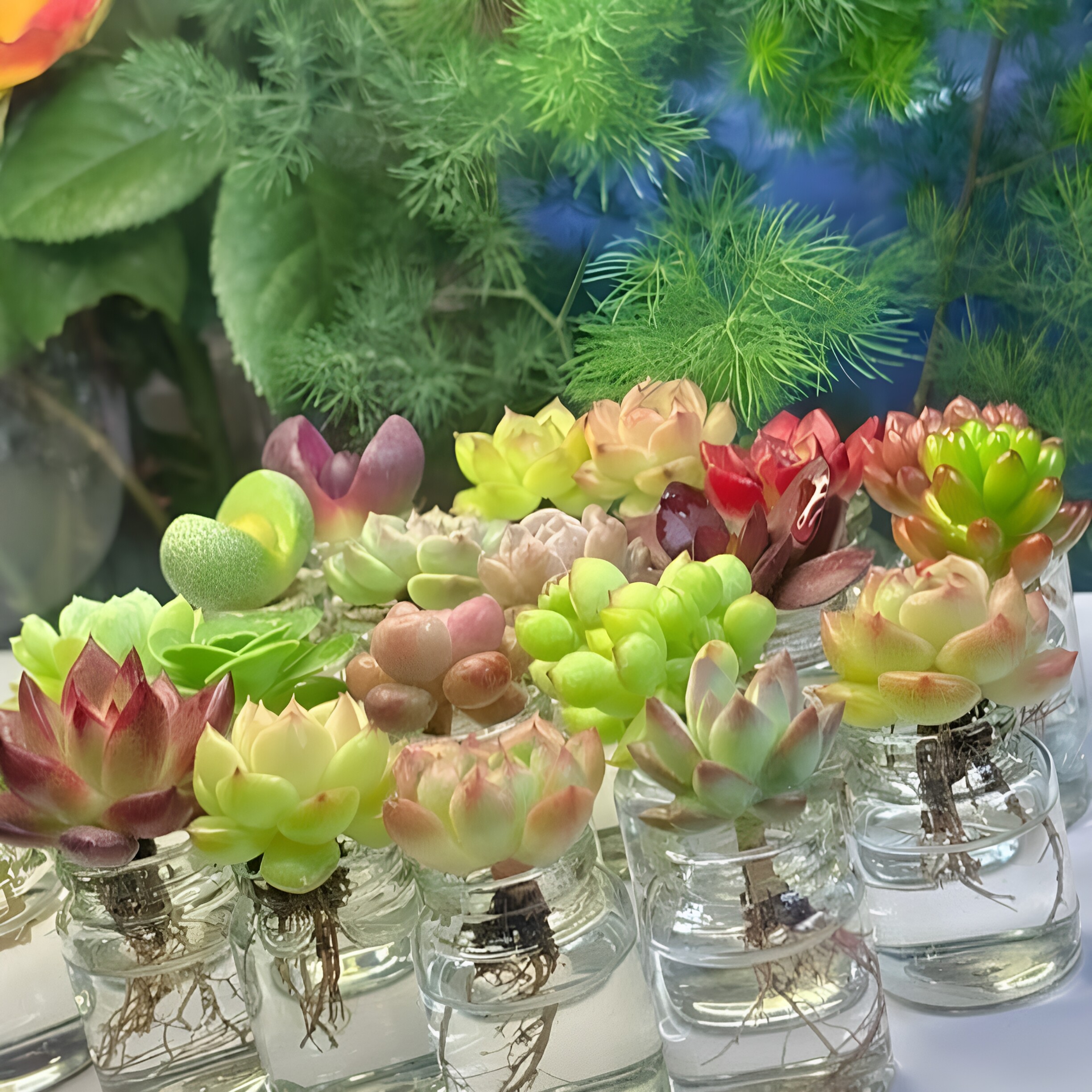 超萌迷你水培多肉植物组合盆栽免多肉植物