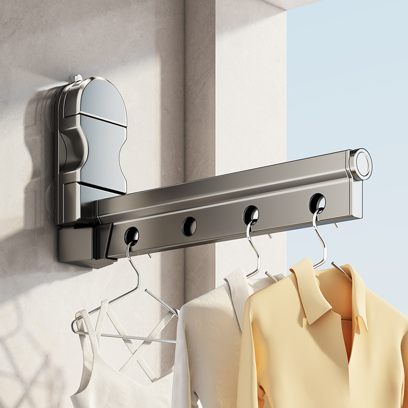 吸盘折叠晾衣架多功能伸缩