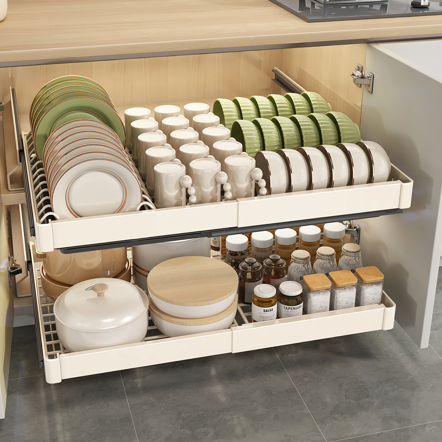 不锈钢橱柜拉篮厨房抽屉式