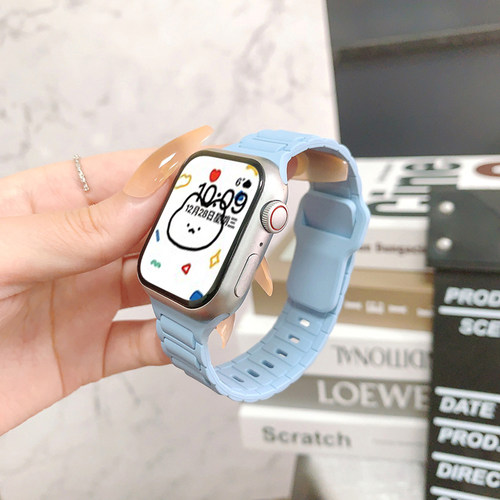 适用苹果S10手表iwatch9表带s11applewatch运动S8液态硅胶S7夏天Ultra男SE新款透气创意7女生S6腕带高级百搭
