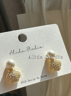 ALIDA925银针日韩女重工耳钉