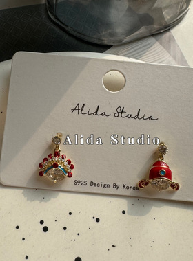 ALIDA925银针中国风女复古耳钉