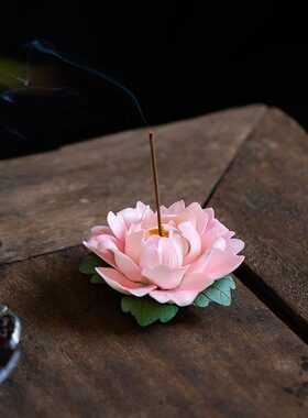 陶瓷手捏牡丹香插摆件手工瓷花