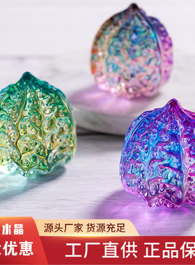 彩色水晶玻璃文玩核桃摆件送礼