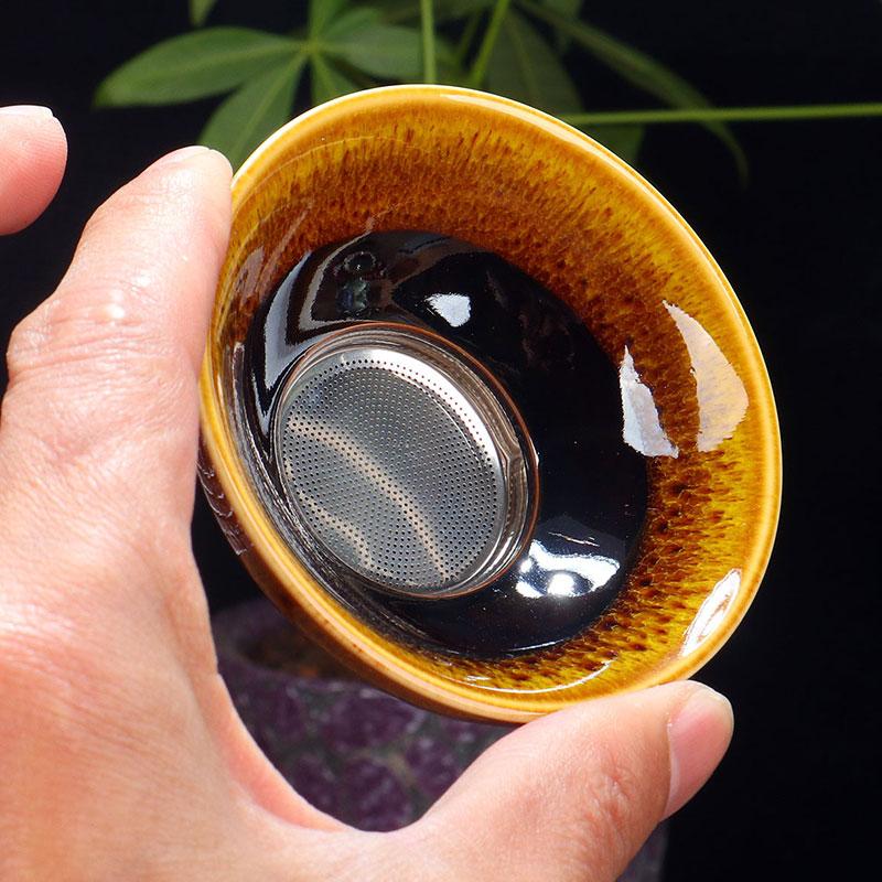 窑变釉陶瓷创意茶漏滤茶器细孔茶渣过滤网功夫茶具茶隔茶海分茶器