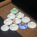 羊脂玉盖子白瓷青瓷描金盖碗悬停单盖子三才碗茶碗茶杯配盖陶瓷